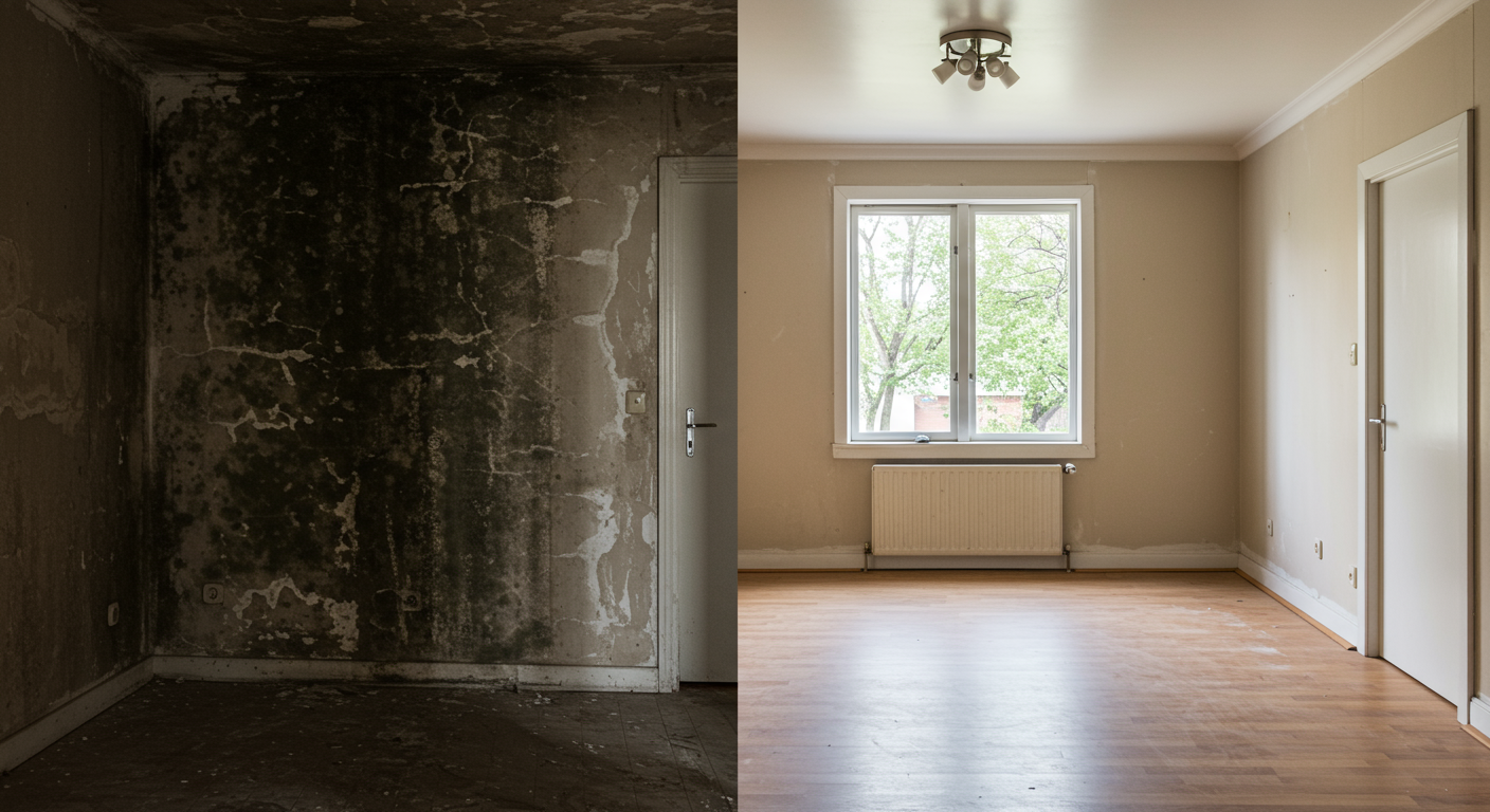 Before and After Images of a Mold-Affected Area
